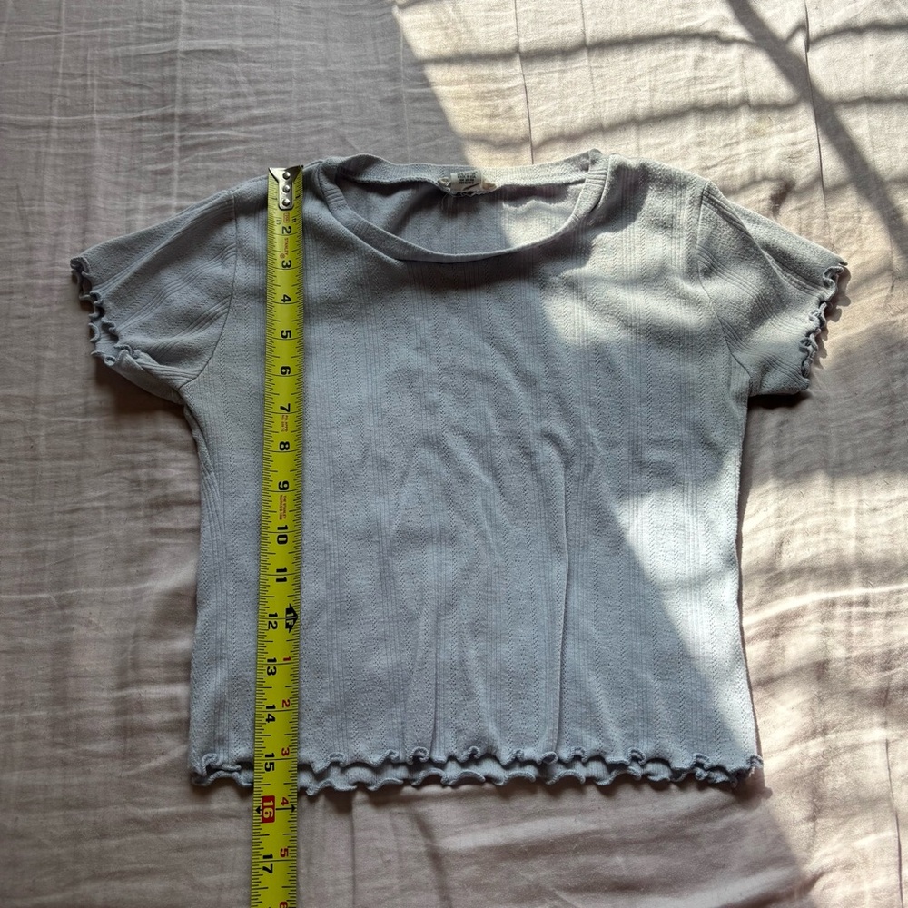 Light Blue Ruffle Hem Tee - Picture 4 of 5